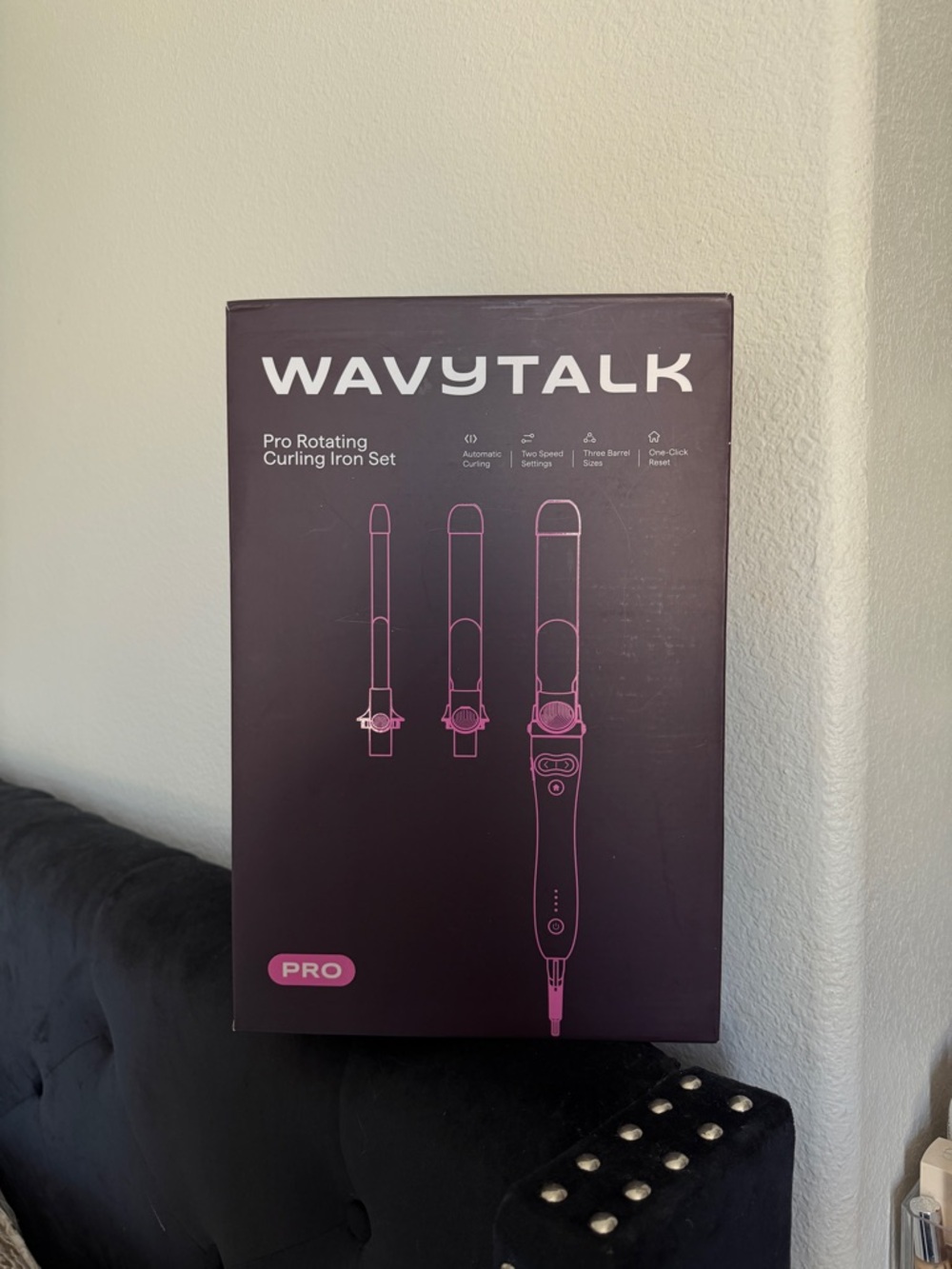 WAVYTALK Pro Rotating Curling Iron Set - Pink Accents